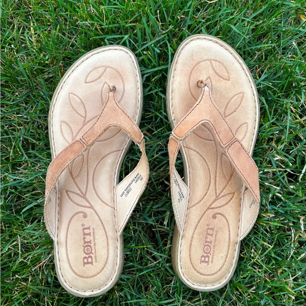 Born Light Brown Leather Women's Sandals